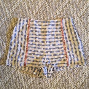 Gingham High Waisted Floral Shorts